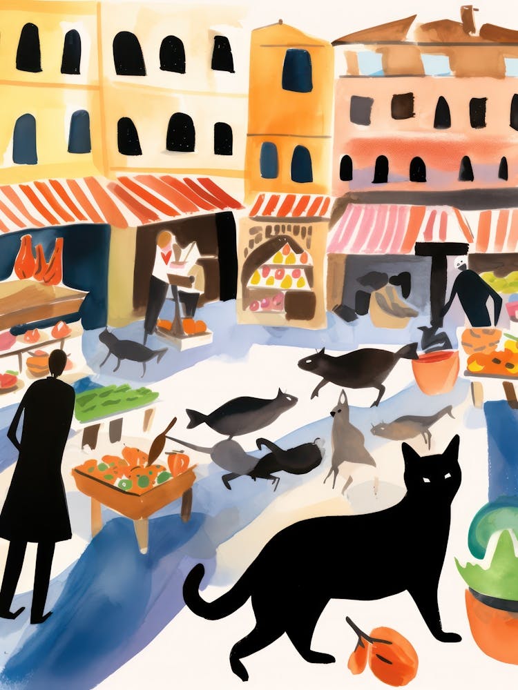 The Food Market In Rome 2 Illustration