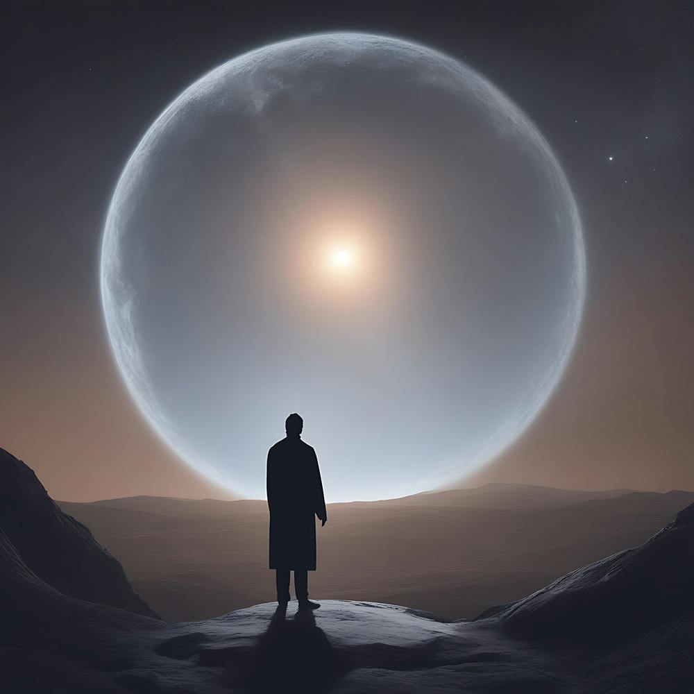 Mann Stehend Vor Einem Planeten