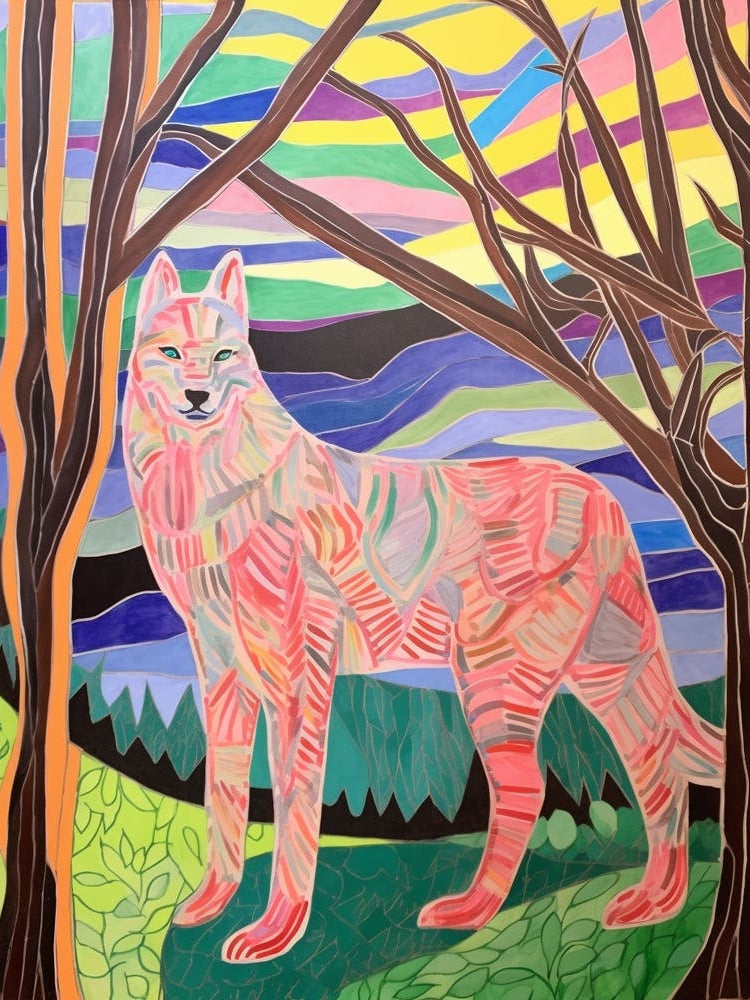 Maximalist Animal Painting Timber Wolf 1