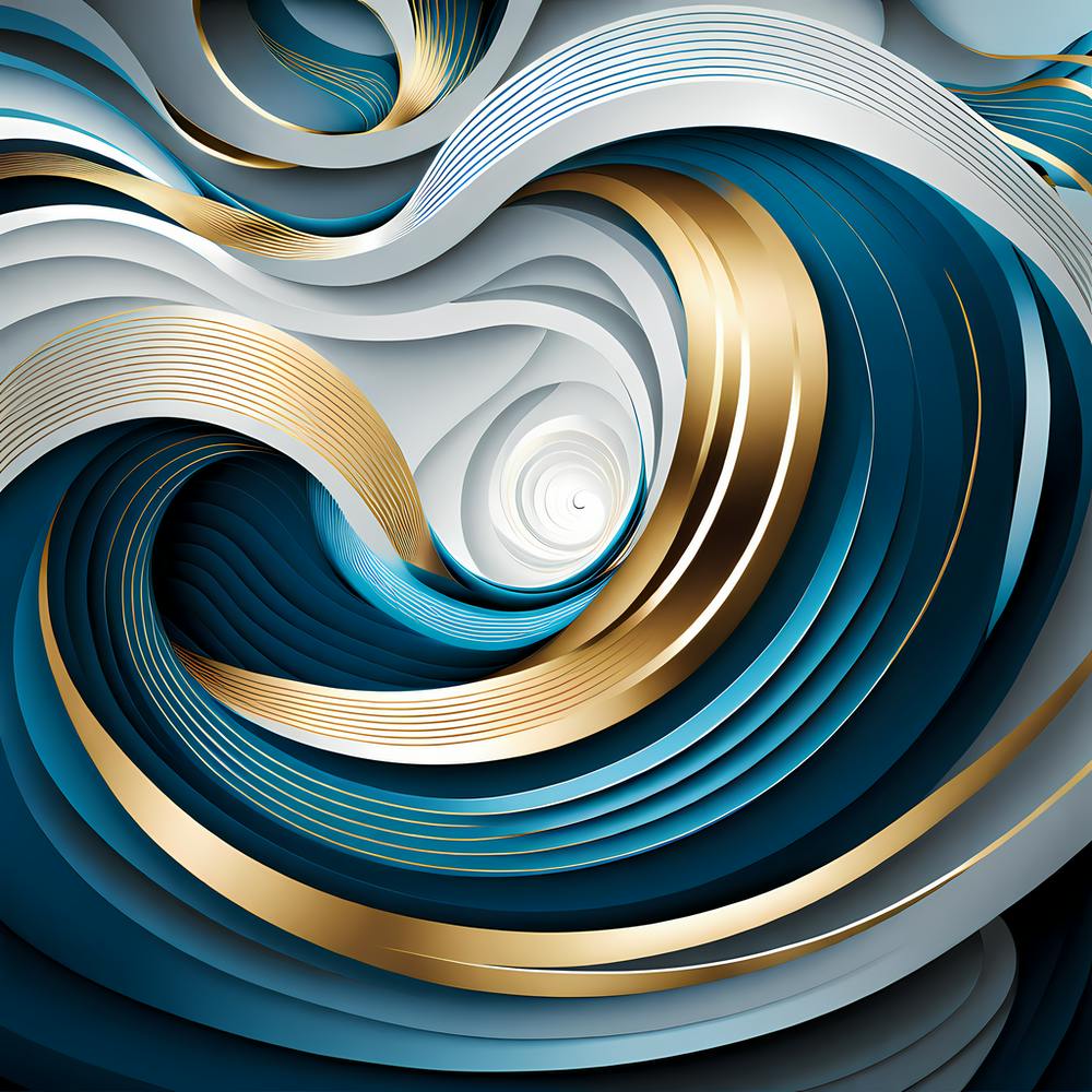 Abstract Blue And Gold Swirls, vector art