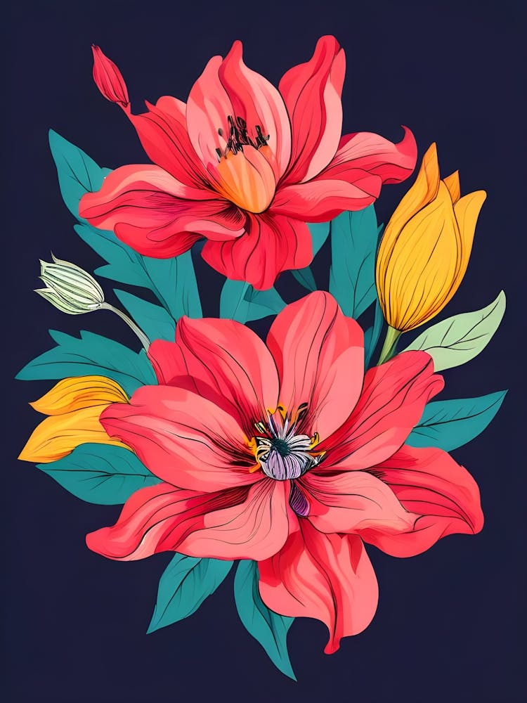 Flowers On A Dark Background 1