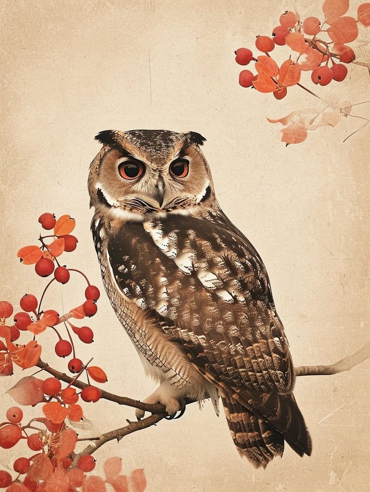 Australian Masked Owl Vintage Illustration 2