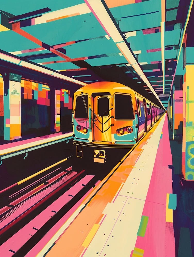 New York City Subway New York Colourful Silkscreen Illustration 3