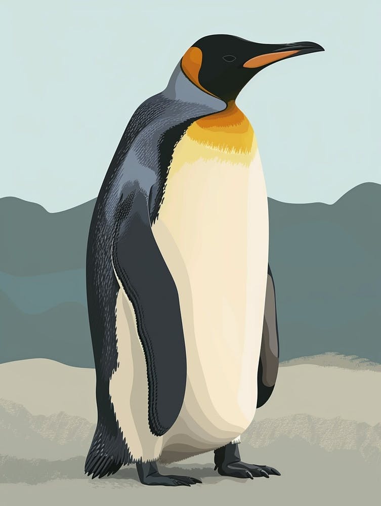 Emperor Penguin Gold Harbour Minimalist Illustration Illustration 2