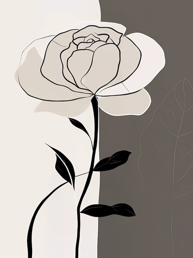 Rose Line Art Abstract 5