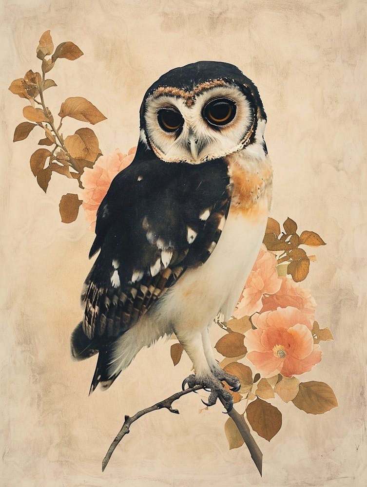 Spectacled Owl Japanese Painting 6