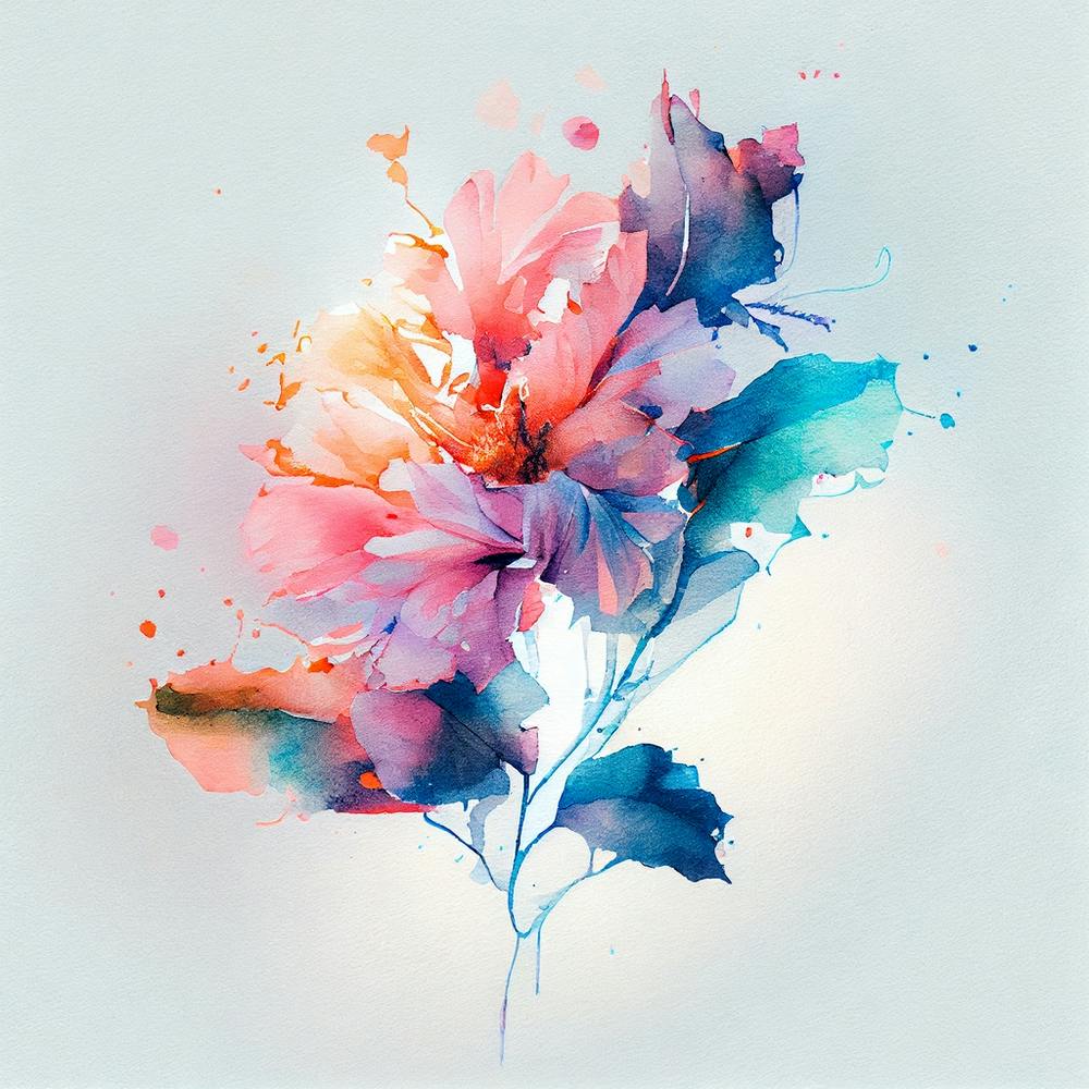 Fleur Abstraite à l'Aquarelle 14