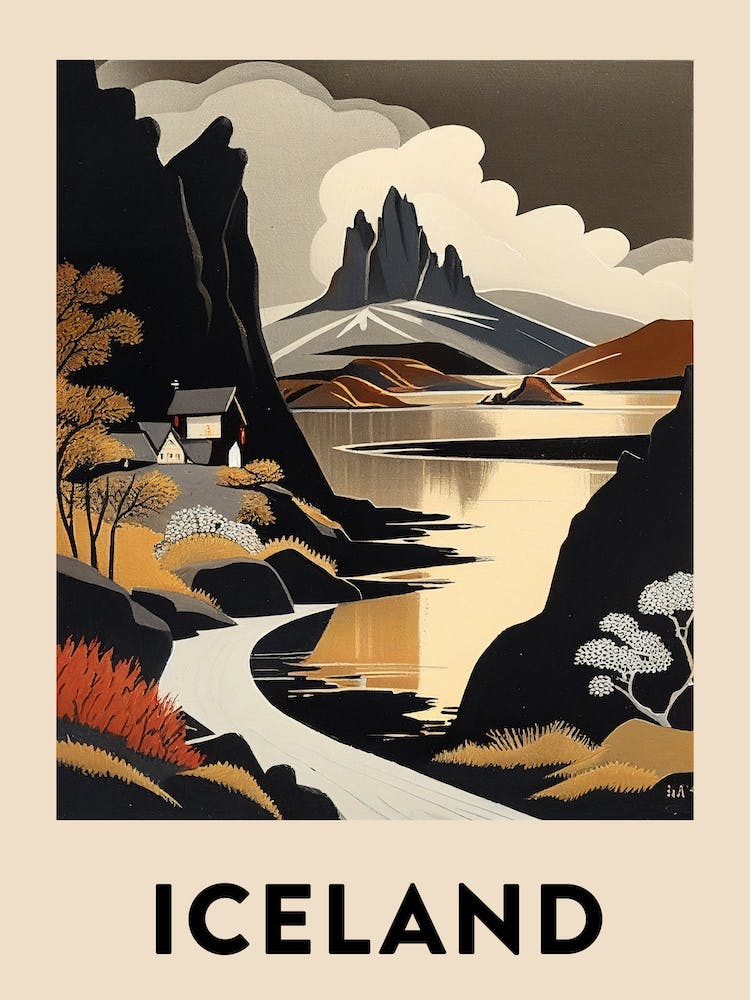Iceland 5 Vintage Travel Poster