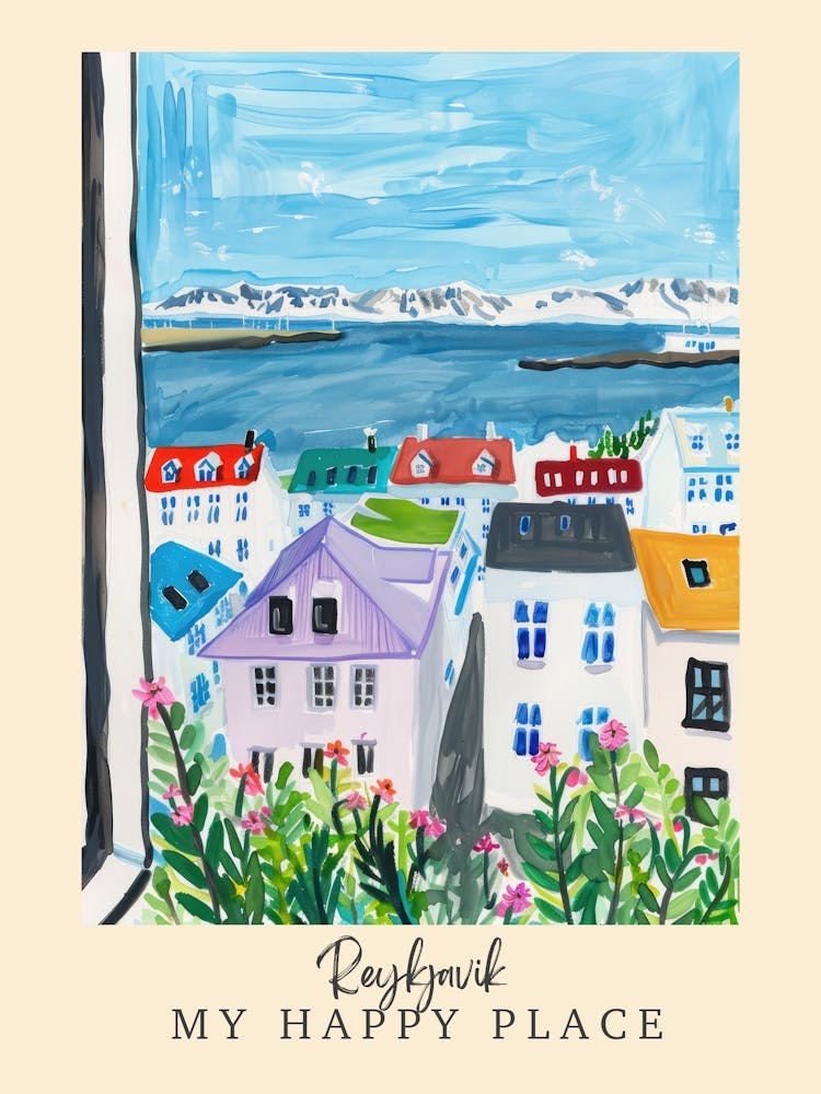 My Happy Place Reykjavik 1 Travel Poster