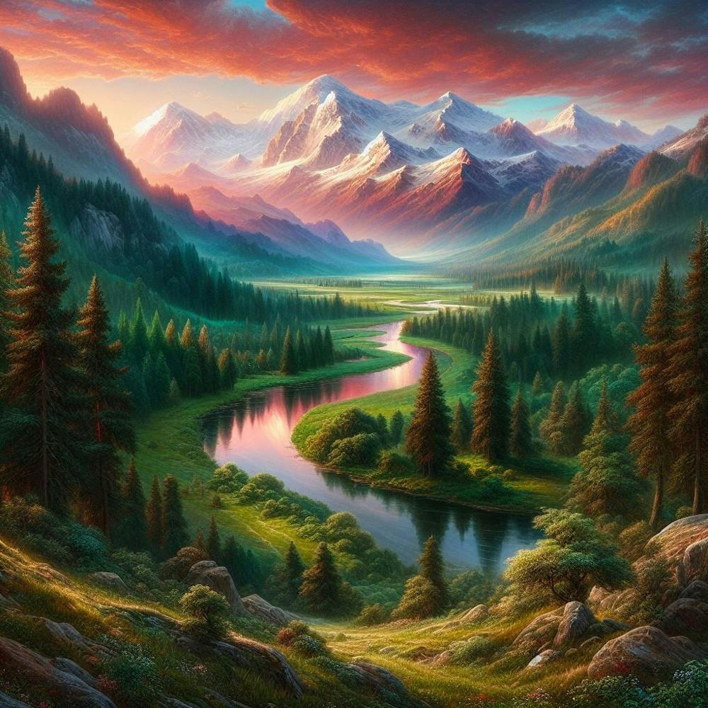 Sunset Over The Mountains