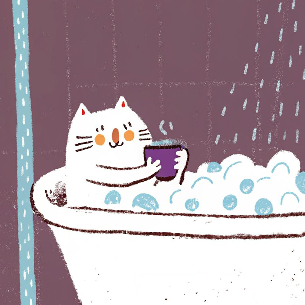 Cat Taking A Bath