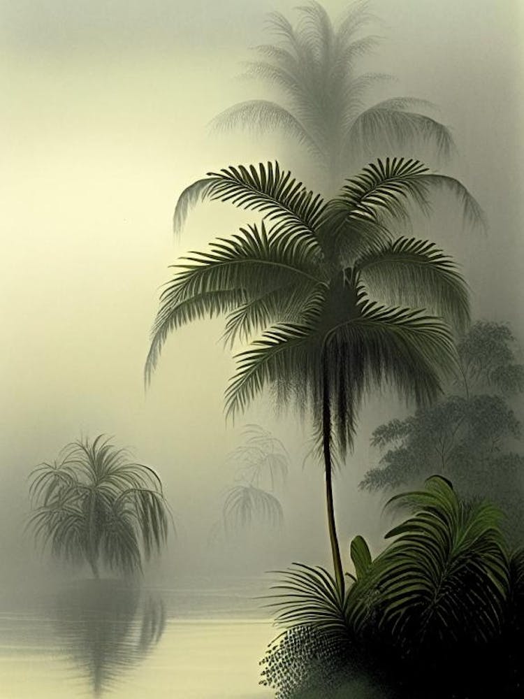 Fog Waterscape Vintage Illustration 1