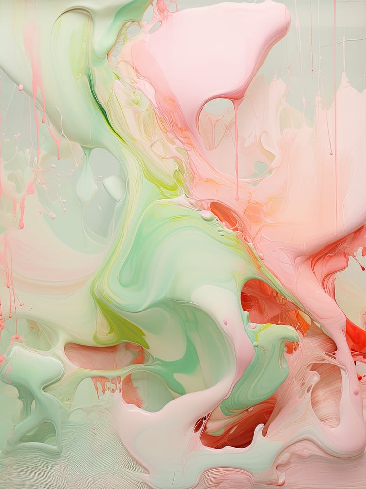 Pink And Green Abstract Raw Painting 3