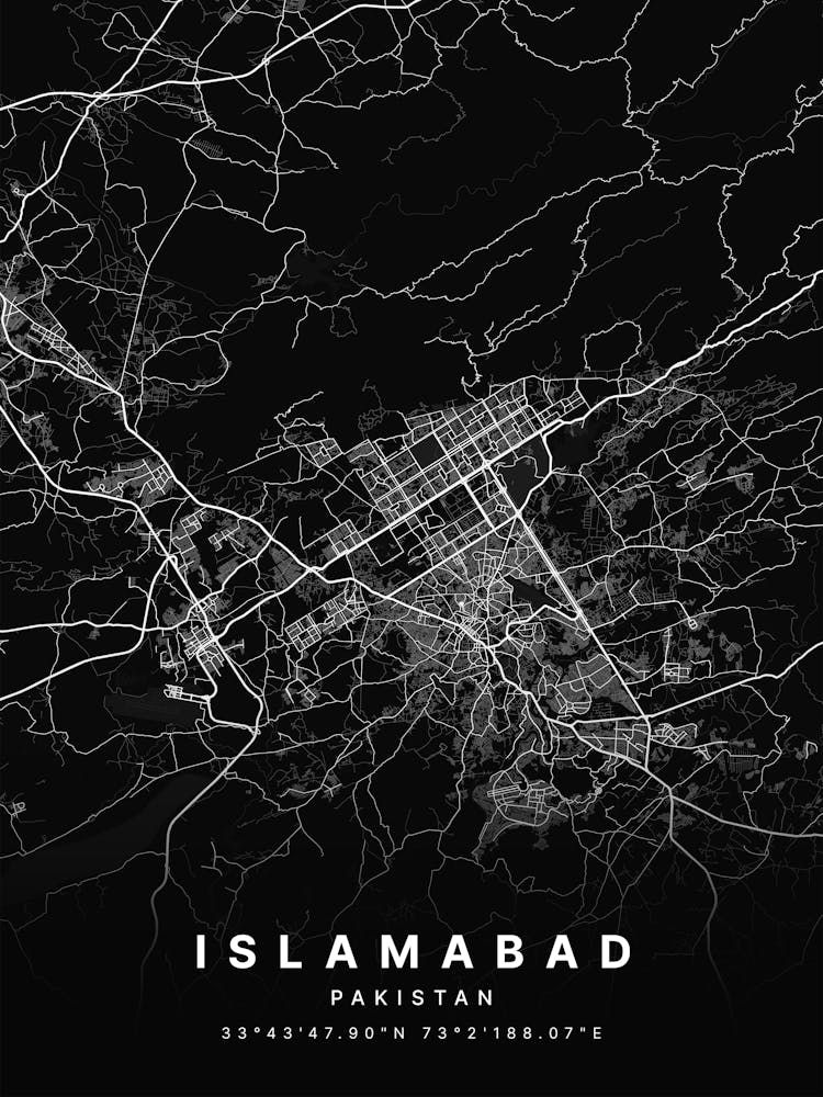 Islamabad Pakistan Black Map