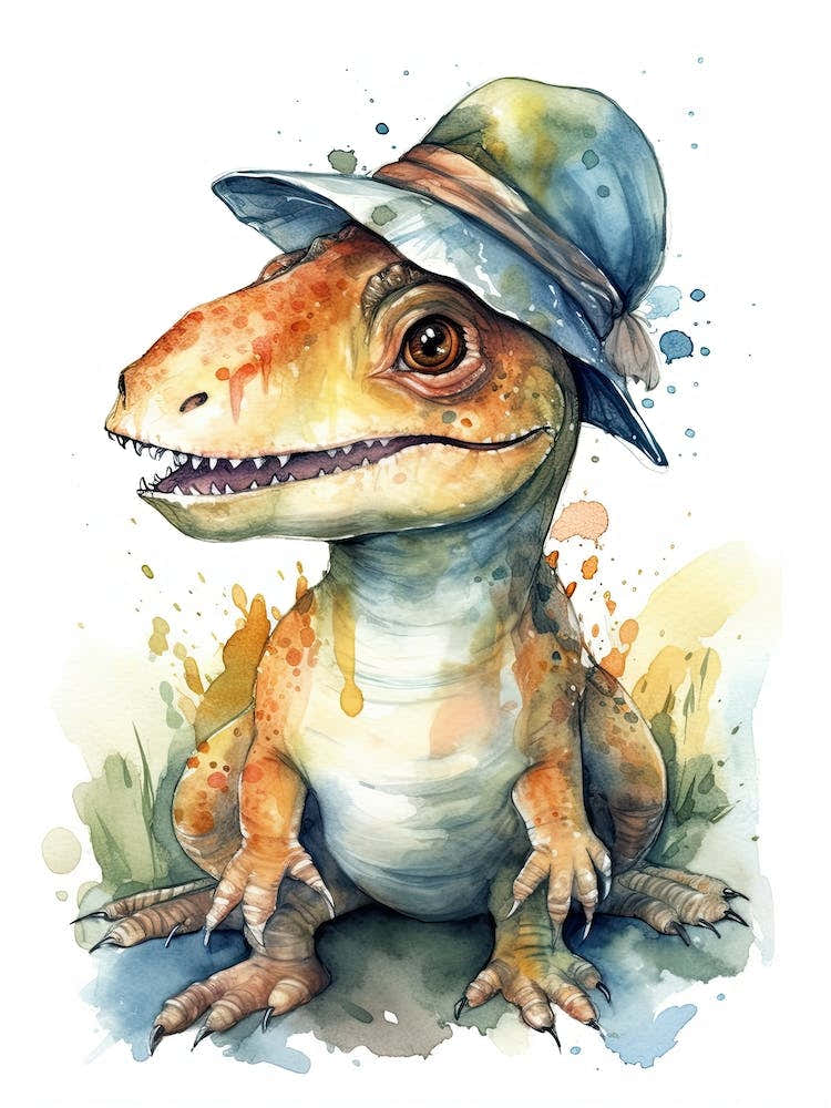 Torvosaurus Cute Dinosaur Watercolour 2