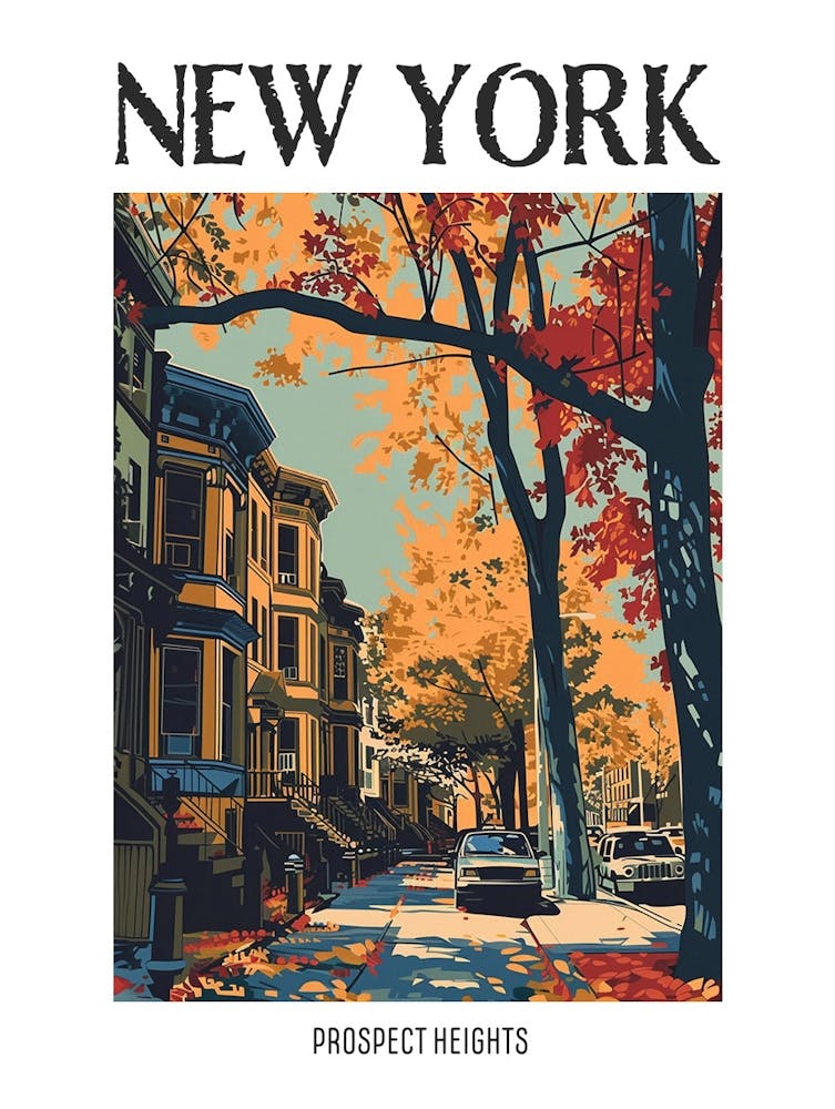 Prospect Heights New York Colourful Silkscreen Illustration 3 Poster