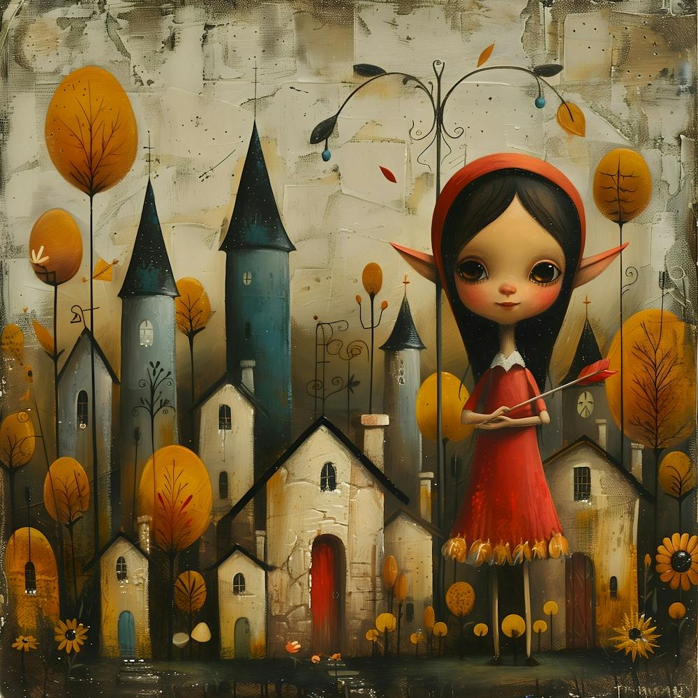 Little Red Riding Hood, Naïf, Whimsical, Folk, Minimalistic
