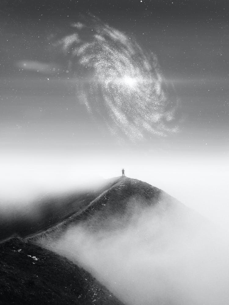 Spiral Space Black And White