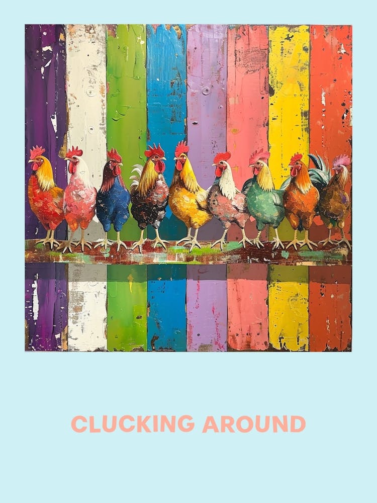 Clucking Around Chickens On The Fence 1