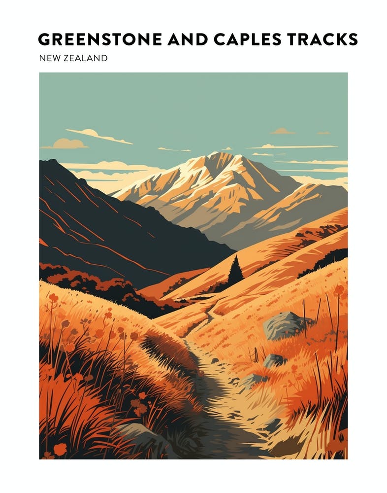Greenstone und Caples Tracks Neuseeland 1 Wanderweg-Landschafts-Poster