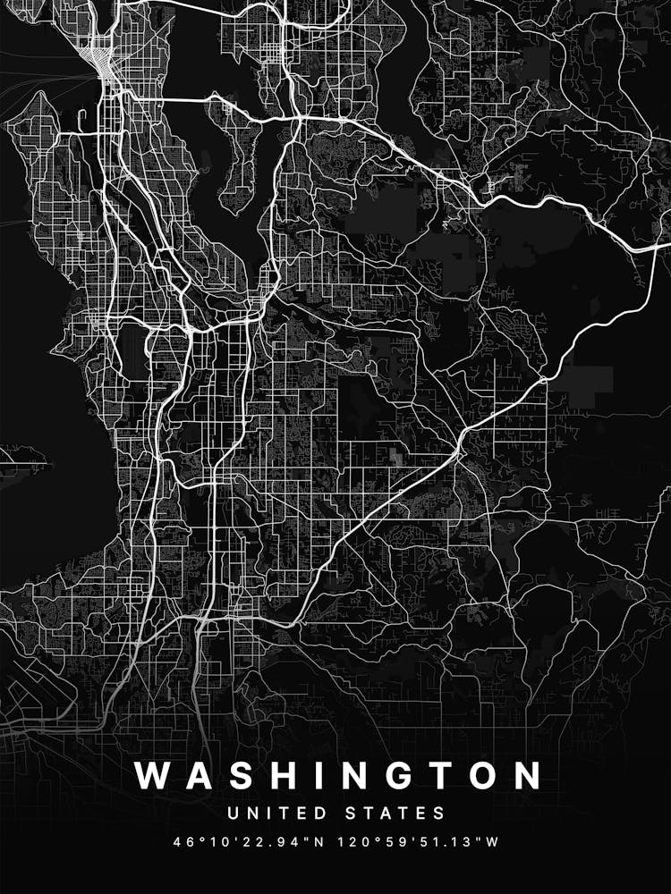 Washington Usa Black Map