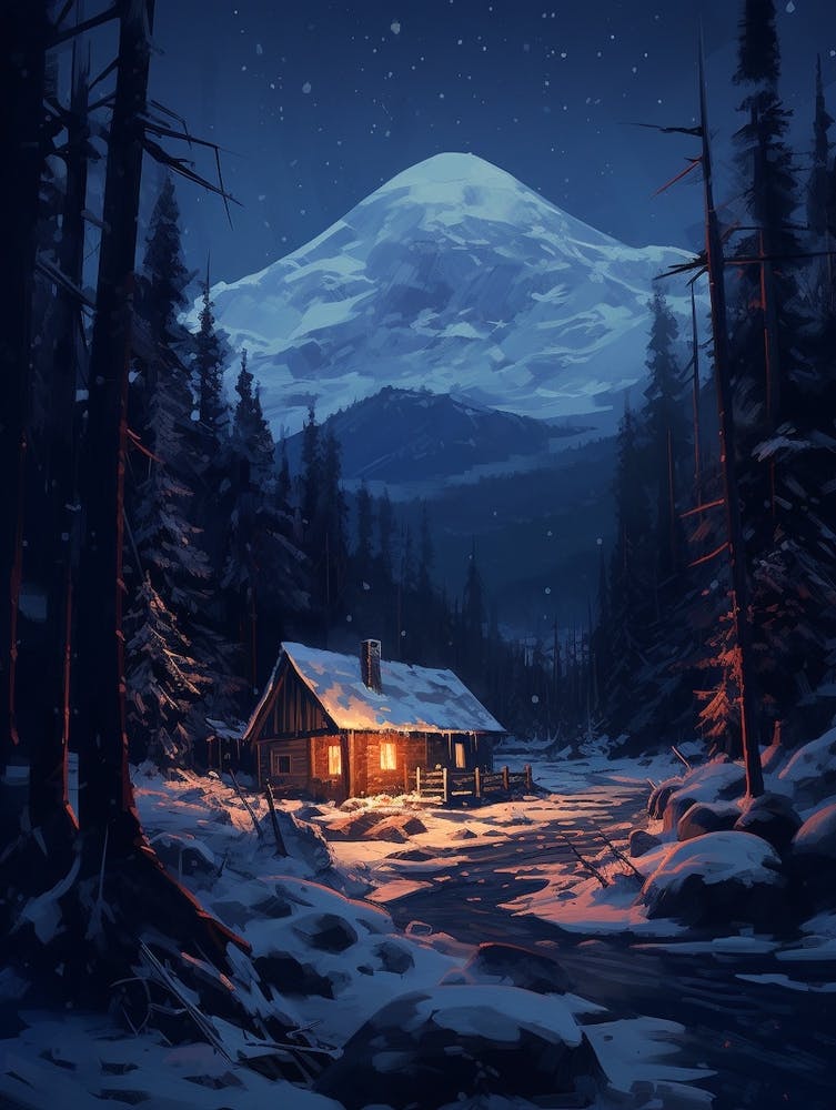 Peinture de cabane hivernale 1