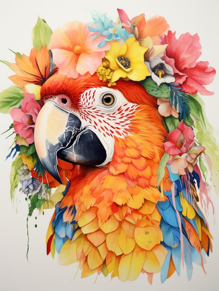 Bird With A Flower Crown Macaw 4