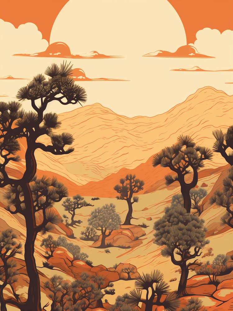 Illustration Rétro d'un Motif Joshua Tree En Grand 1