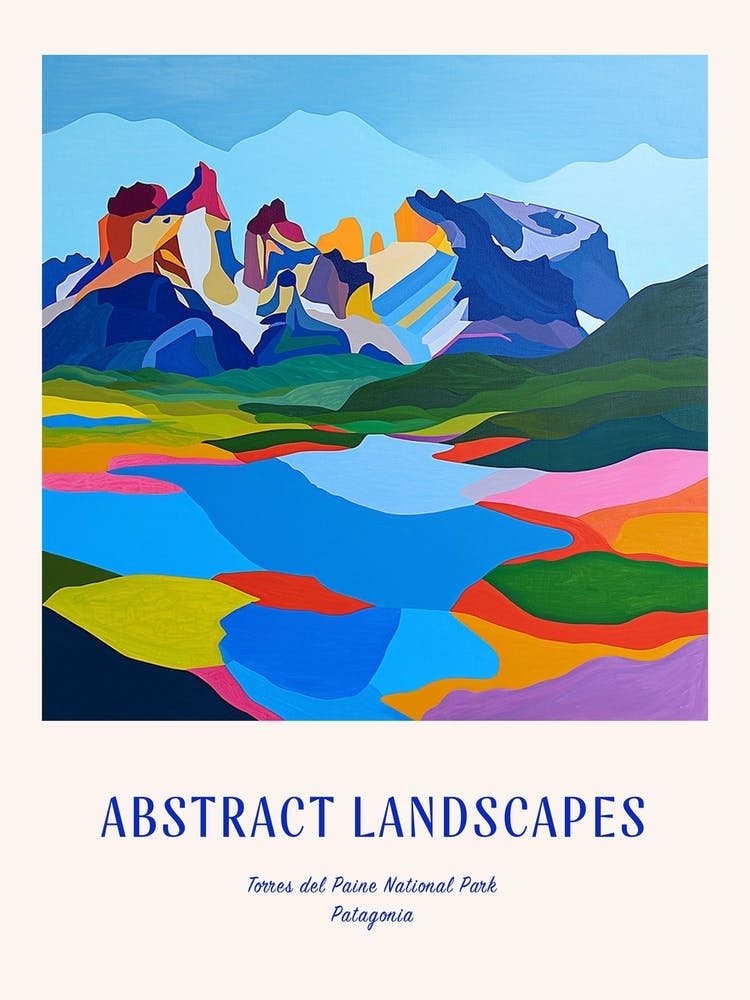 Coloré Abstrait Parc National Torres Del Paine Patagonie 4 Affiche Bleue