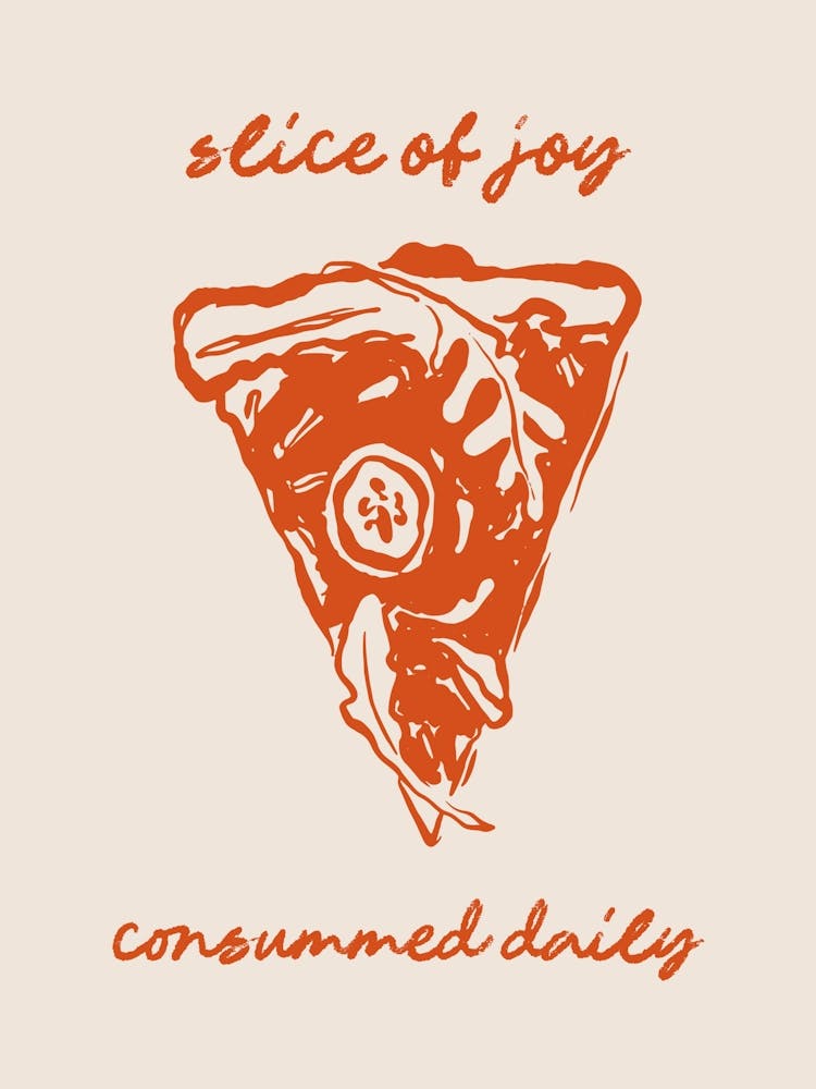 Slice of Joy Pizza Poster, Italy Wall Art, Vino Decor, Italian Food Print, Kitchen Poster 1