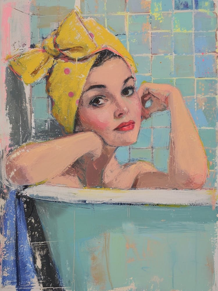 Retro Pinup Bath Painting  4