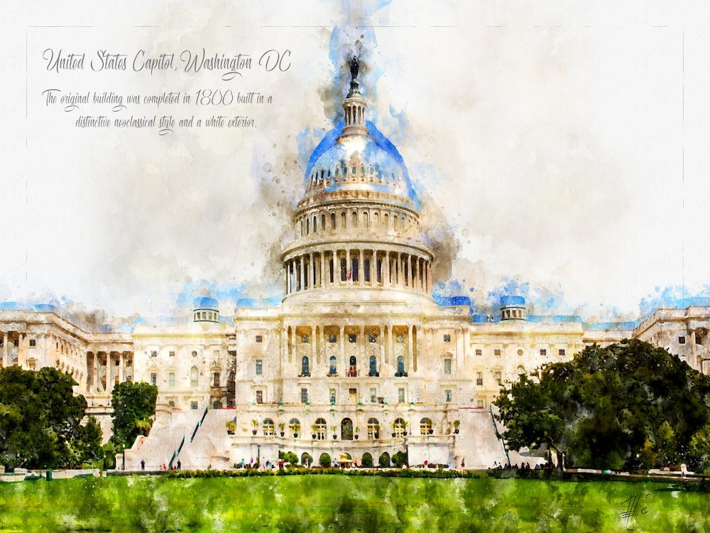 Capitol, Washington DC, Aquarell