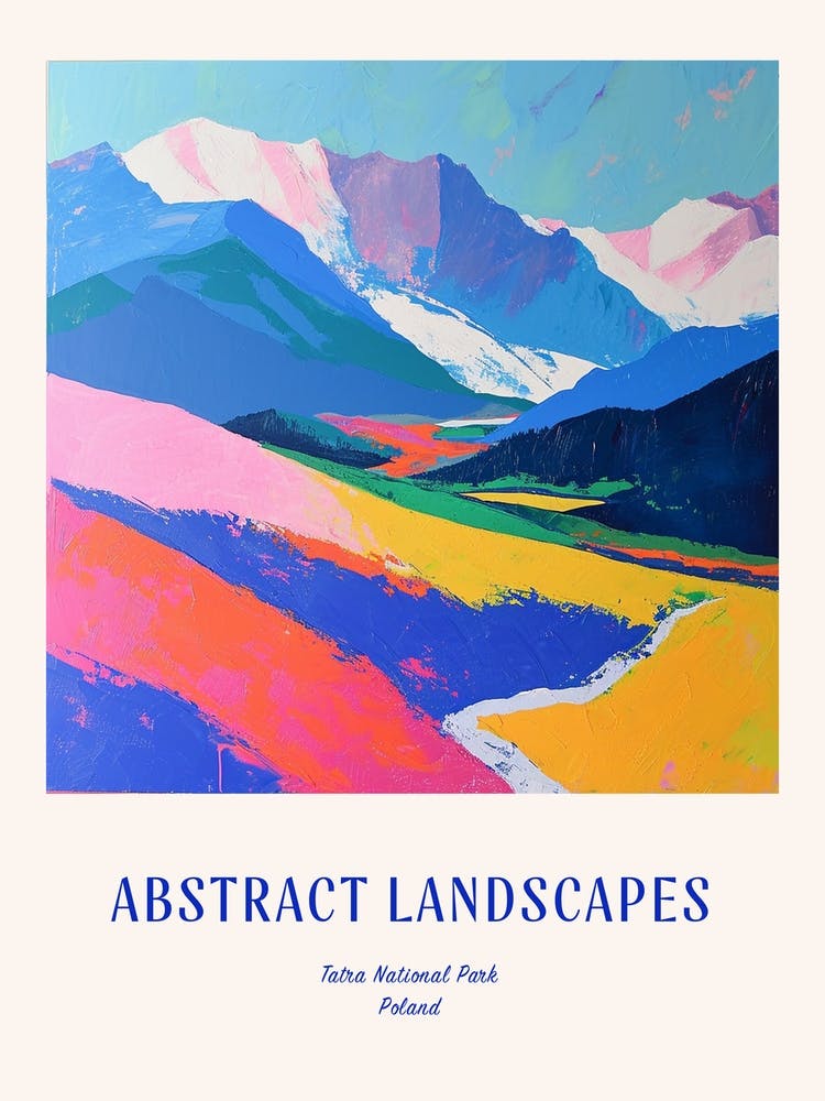 Colourful Abstract Tatra National Park Poland 1 Poster Blue
