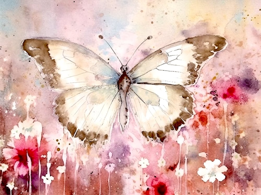 Butterfly In Pink Flowers
