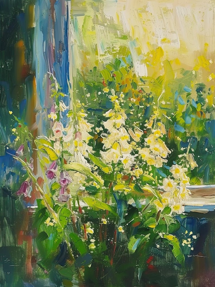 Foxglove Flowers On A Cottage Window 3