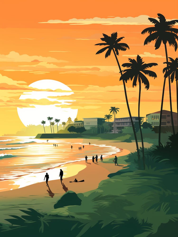 Galle Face Green Beach Colombo Sri Lanka, Vibrant Painting 4