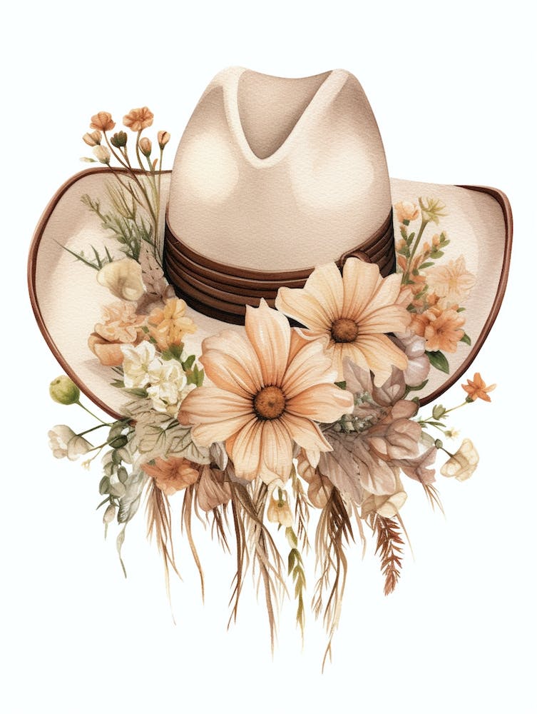 Cowgirlhut mit Blumen 2