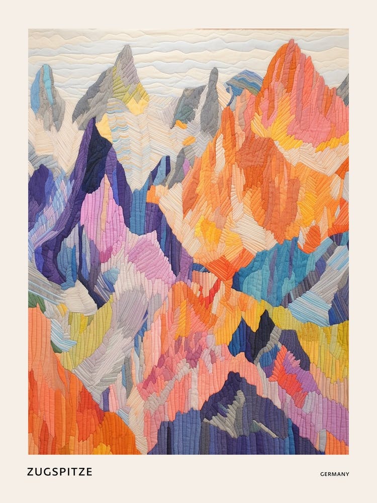 Zugspitze Germany 2 Colourful Mountain Illustration Poster