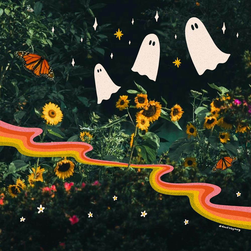 Autumn Sunflower Ghost Collage
