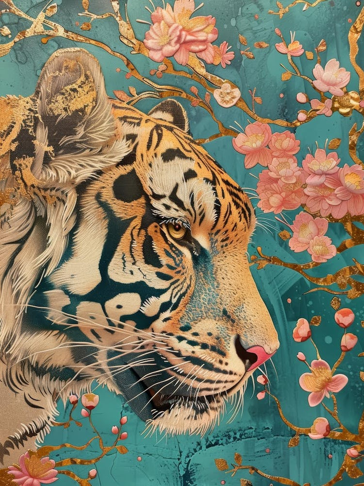 Tiger With Blossoms