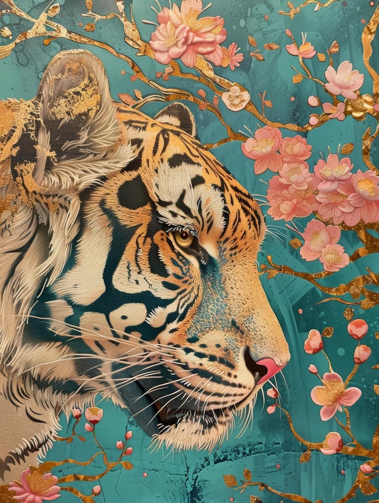 Tiger With Blossoms