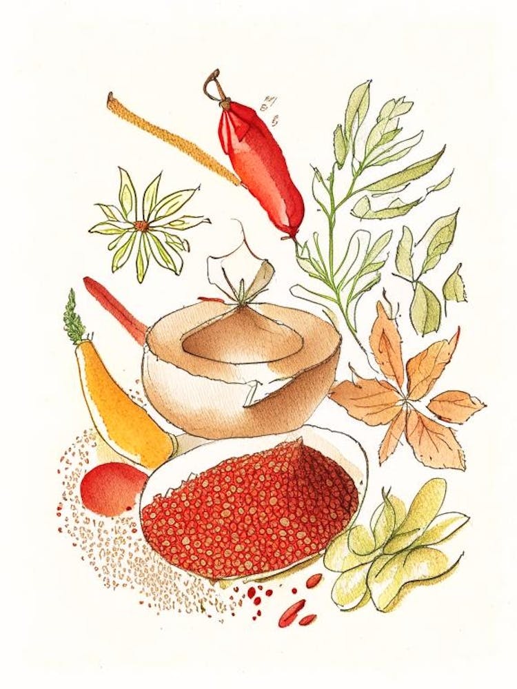 Paprika Spices And Herbs Pencil Illustration 1