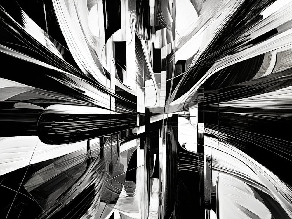 Distorted Reality Abstract Black And White 6
