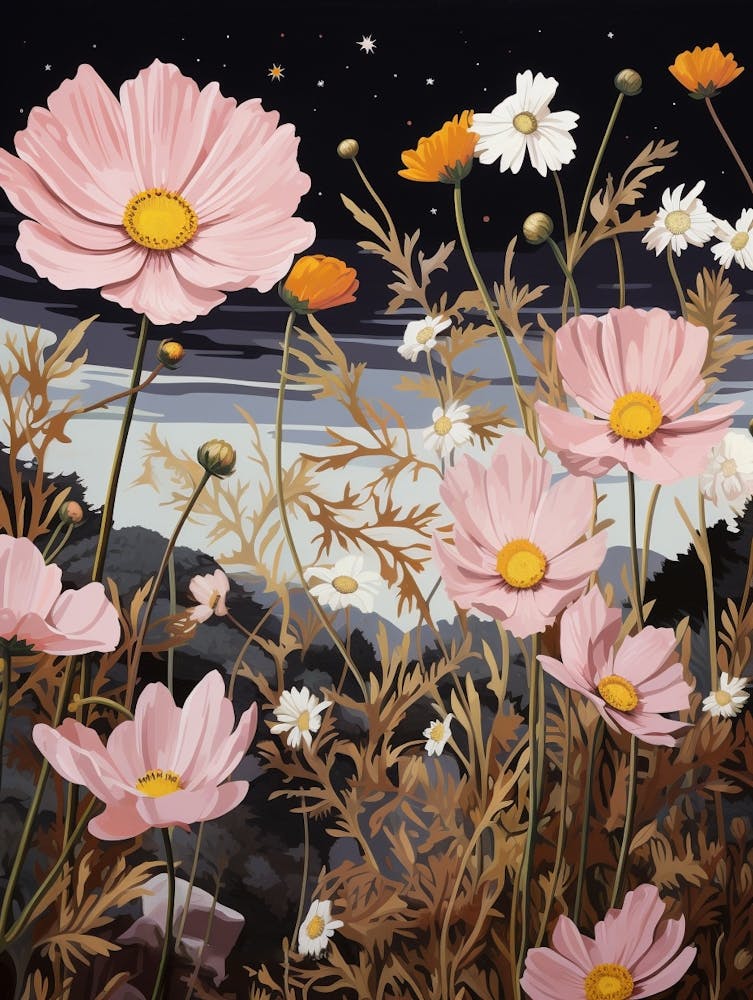Cosmos 2 Flower Painting