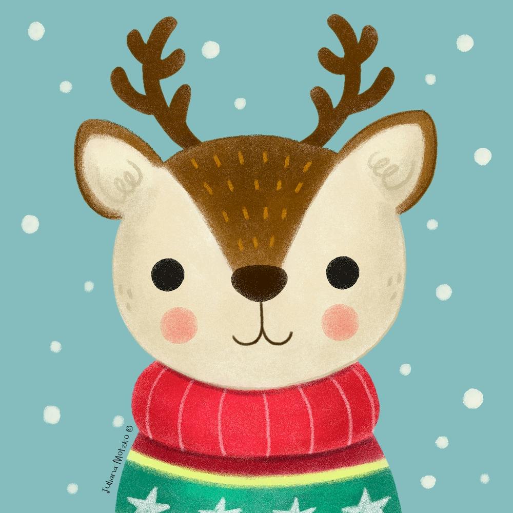 Cute Deer with Christmas Sweater