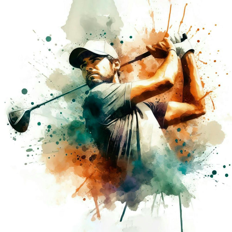 Golf player in watercolor 3
