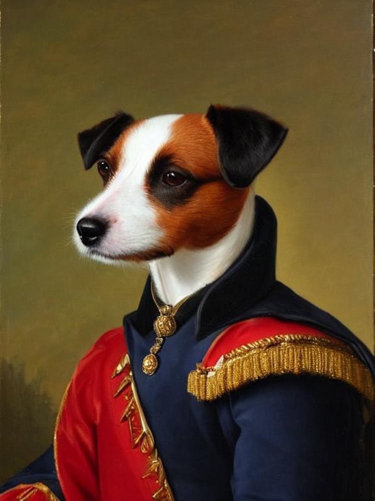 Parson Russell Terrier 2 Renaissance Portrait Oil Painting