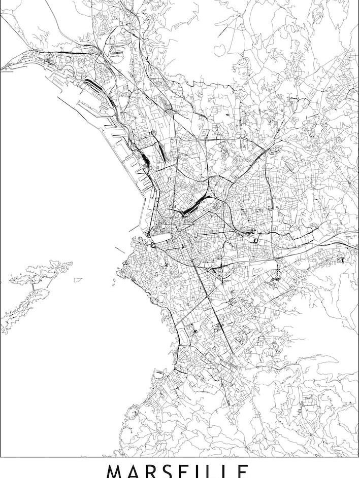 Marseille White Map
