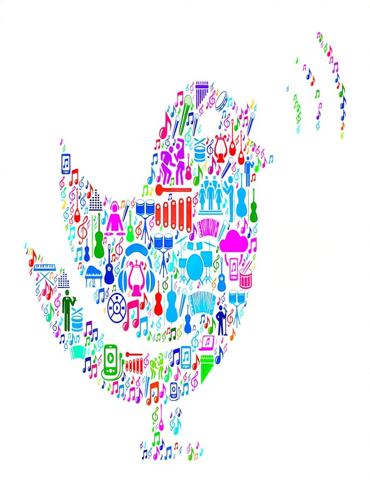 Singing Bird Music And Musical Celebration Vector Icon Background