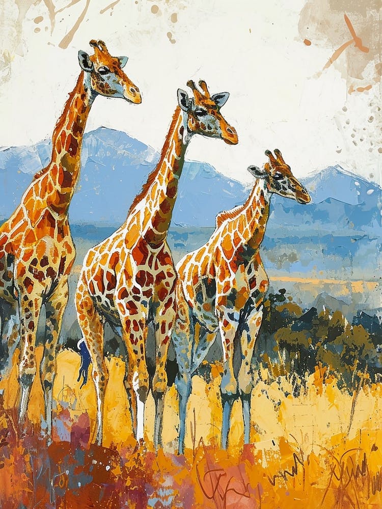 Giraffes Looking Into The Distance 2